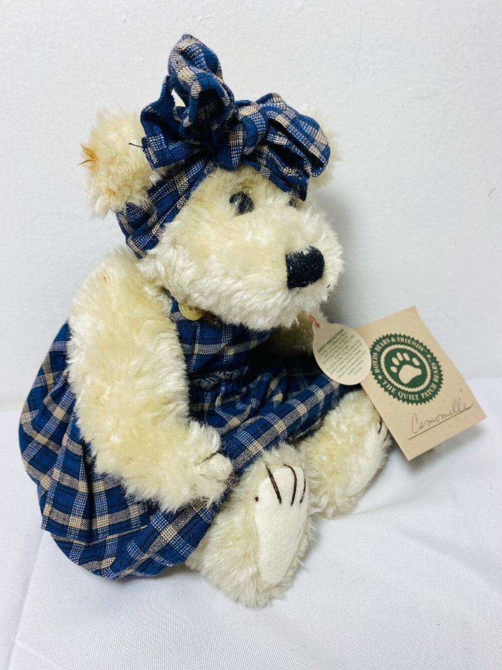VNTG BoydsBears Quilt Patch Bear Camomille Q. Quignapple Tags 10"Jointed Retired